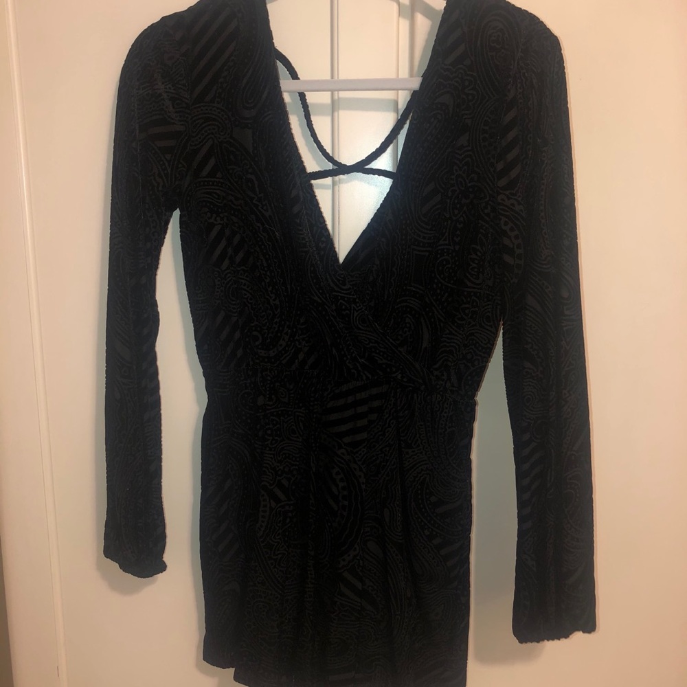 Velvet detail romper